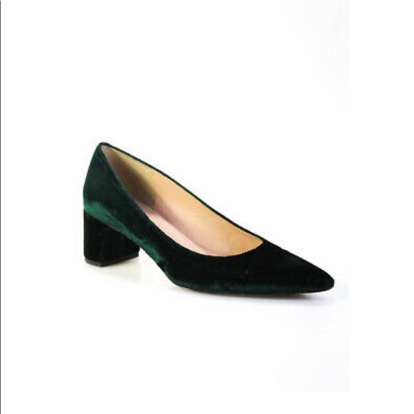 J Crew Avery Green Velvet Pointy Pumps 